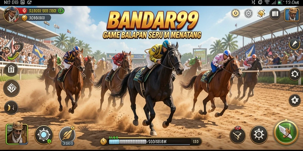 Screenshot menampilkan aksi balapan mendebarkan di BANDAR99.