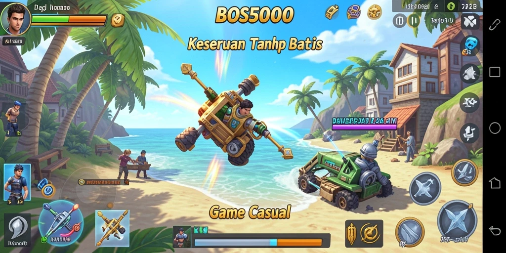 Tangkapan layar gameplay BOS5000 yang penuh warna dan seru.