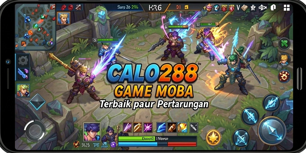 Tangkapan layar utama <strong>CALO288</strong> menunjukkan aksi pertempuran seru di arena MOBA.