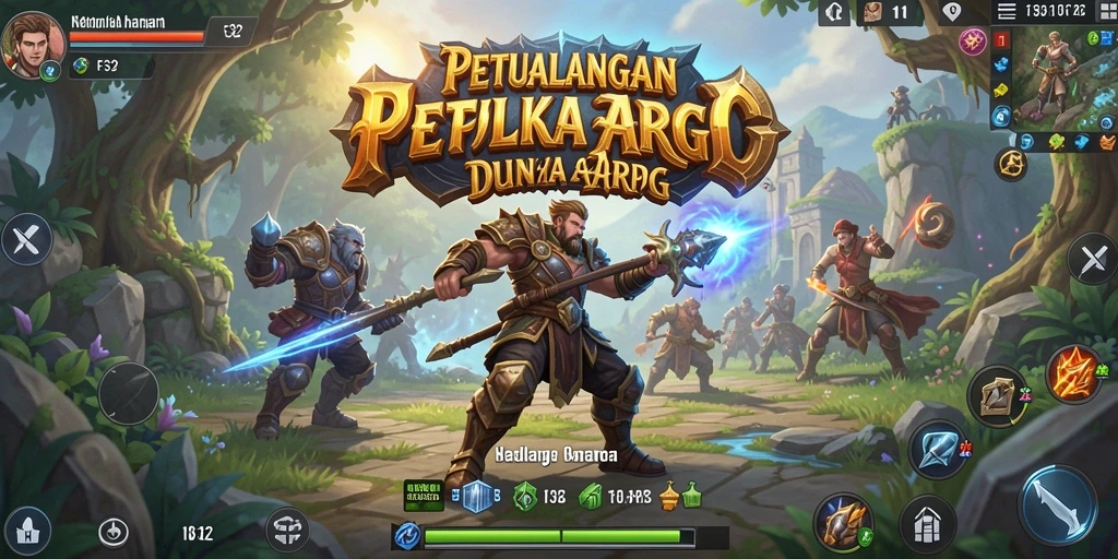 Tangkapan layar gameplay <strong>F32</strong> menampilkan aksi pertarungan epik di dunia fantasi.