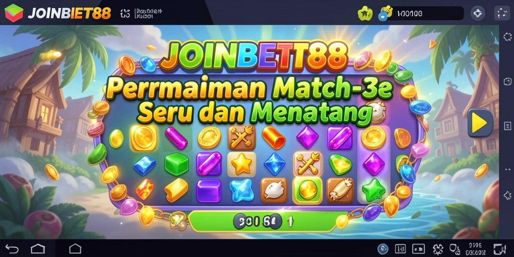 Tampilan gameplay seru di JOINBET88 dengan elemen Match-3 yang menantang.