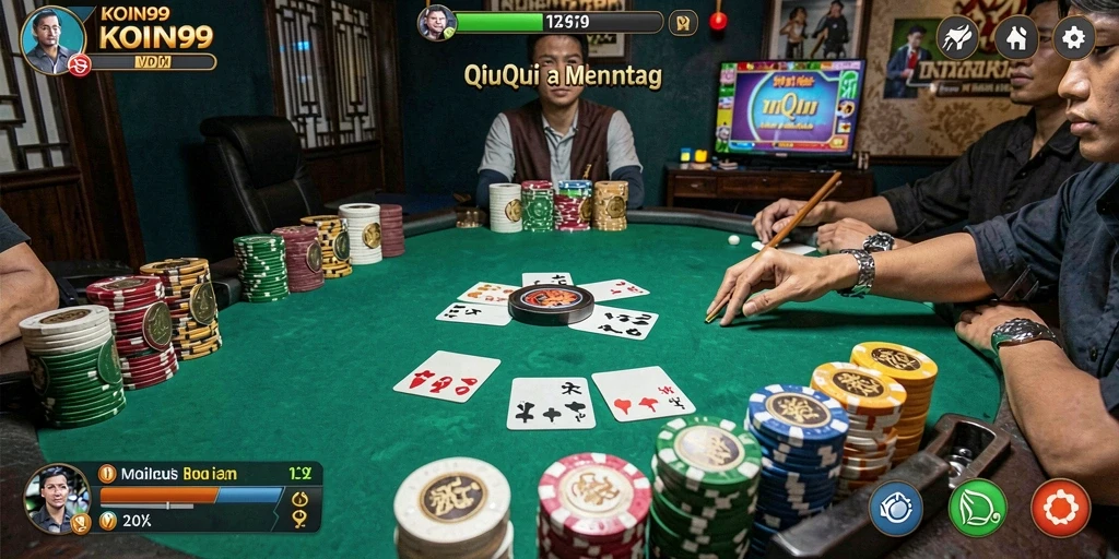 Screenshot menampilkan gameplay seru QiuQiu di KOIN99.