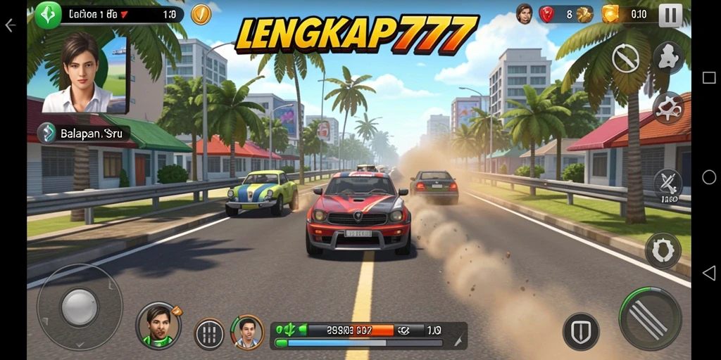 Tampilan balapan menarik di LENGKAP777 dengan beragam trek dan kendaraan.
