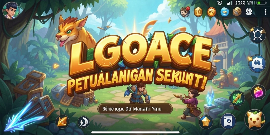 Tampilan gameplay menampilkan petualangan seru di dunia yang penuh warna.