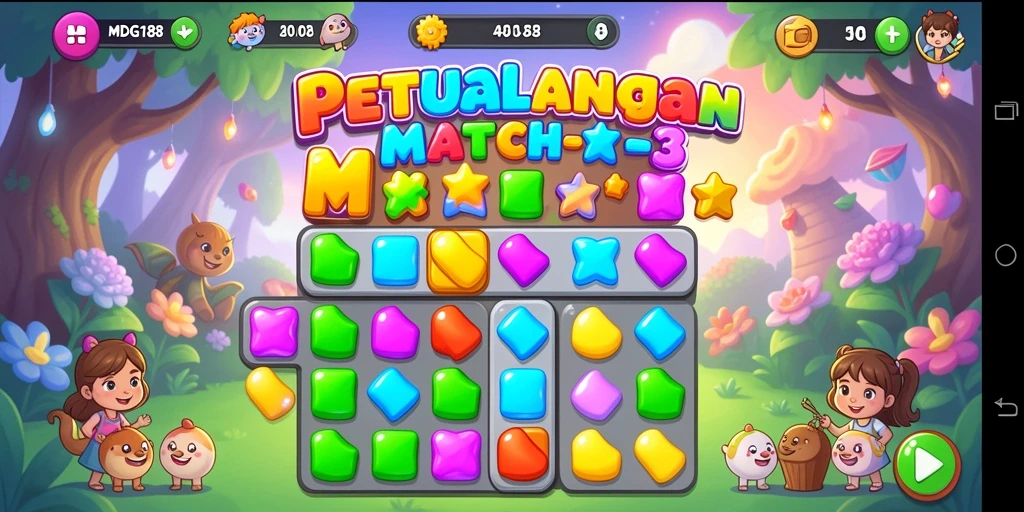 Tampilan utama MDG188 menampilkan gameplay seru dengan warna-warna cerah.
