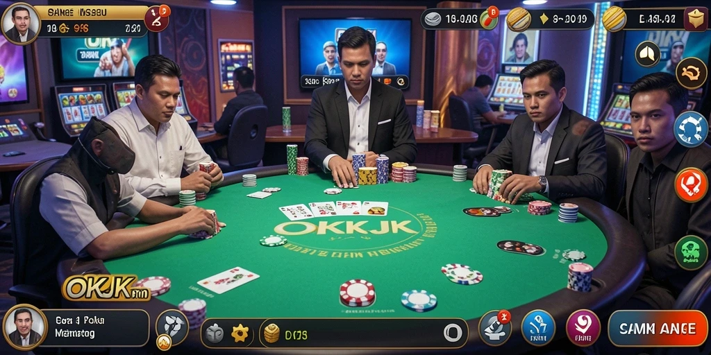 Gameplay seru dari aplikasi Poker OKJK dengan grafis menarik.