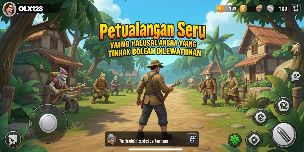 Tangkapan layar gameplay OLX128 menampilkan aksi petualangan yang mendebarkan.