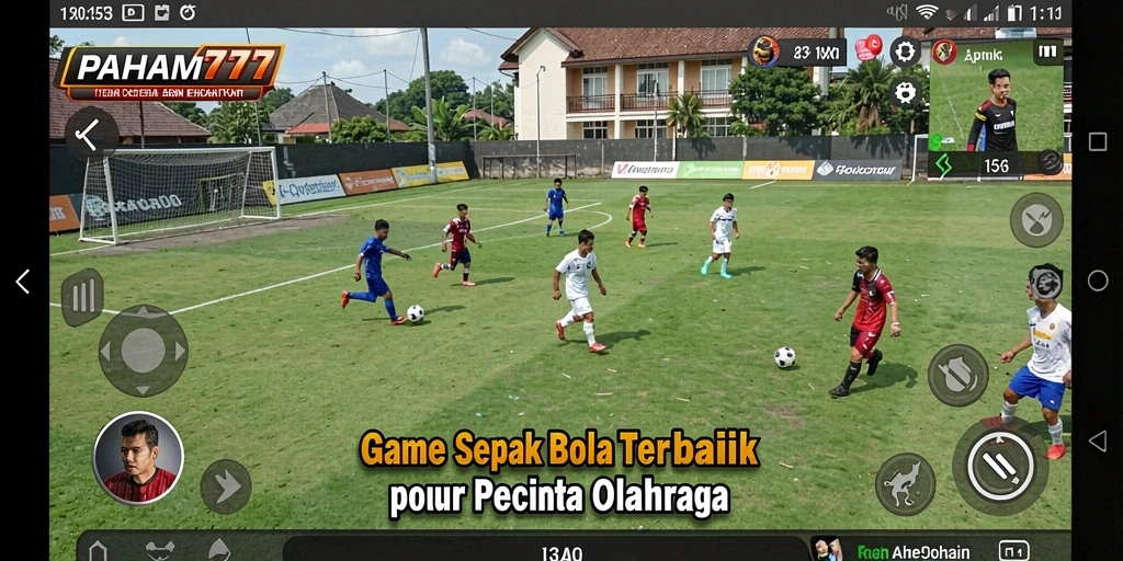 Tampilan gameplay mendebarkan di PAHAM777 dengan aksi sepak bola intens.