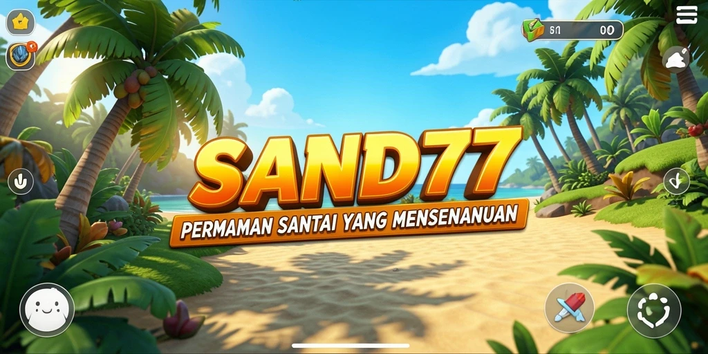 Screenshot utama SAND77 menampilkan gameplay yang menarik dan penuh warna.