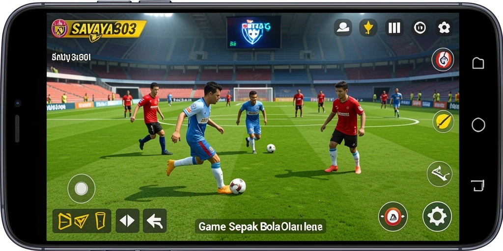 Tangkapan layar gameplay SAVAYA303 menampilkan aksi mendebarkan di lapangan sepak bola.