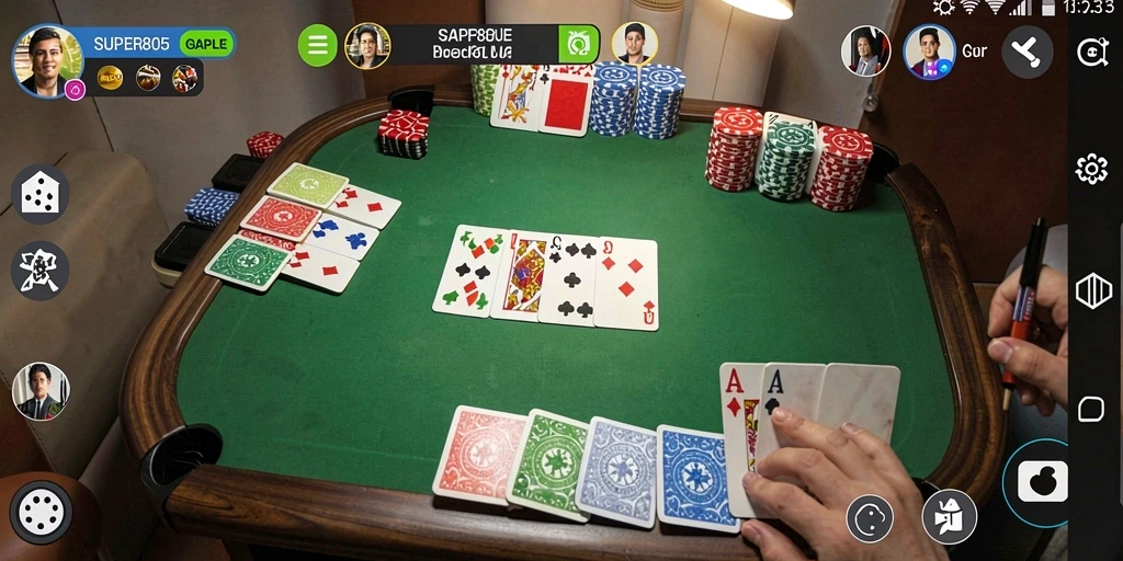 Screenshot gameplay <strong>SUPER805</strong> yang menampilkan serunya permainan Gaple.