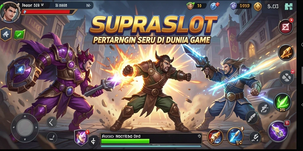 Tampilan gameplay seru dalam SUPRASLOT dengan aksi bertarung yang intens.