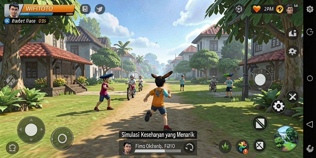 Tampilan gameplay menarik WIFITOTO dengan karakter dan aktivitas seru.