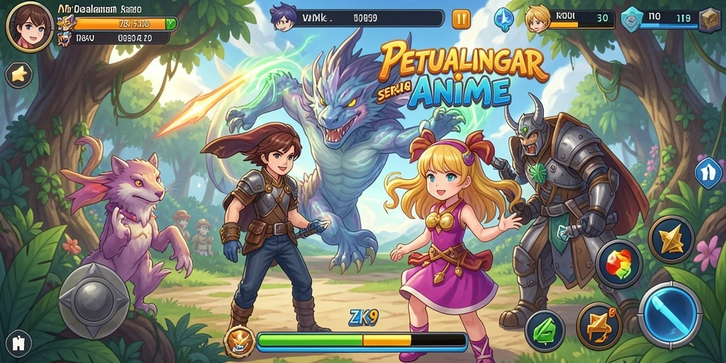 Screenshot ZK9 menampilkan aksi seru dalam permainan anime.